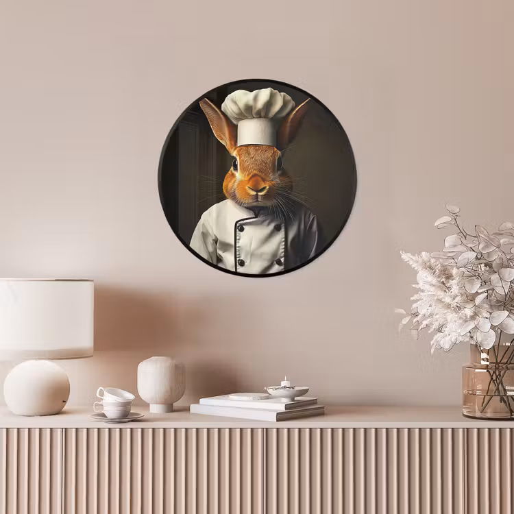 Konijn - Kok - Dier Fotolijst rond zonder passe partout klein -sfeer3