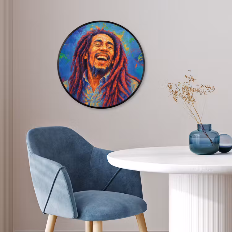 Regenboogkleuren - Man - schilderij Fotolijst rond zonder passe partout klein -sfeer2