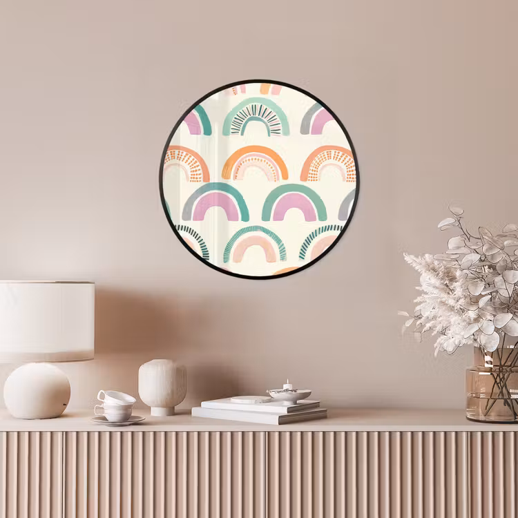 Regenboog - Pastel - Patroon Fotolijst rond zonder passe partout klein -sfeer3