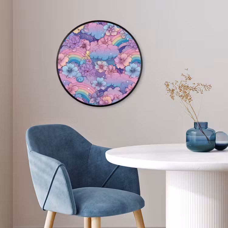 Regenbogen - Bloemen - Kleurrijk - Wolken Fotolijst rond zonder passe partout klein -sfeer2