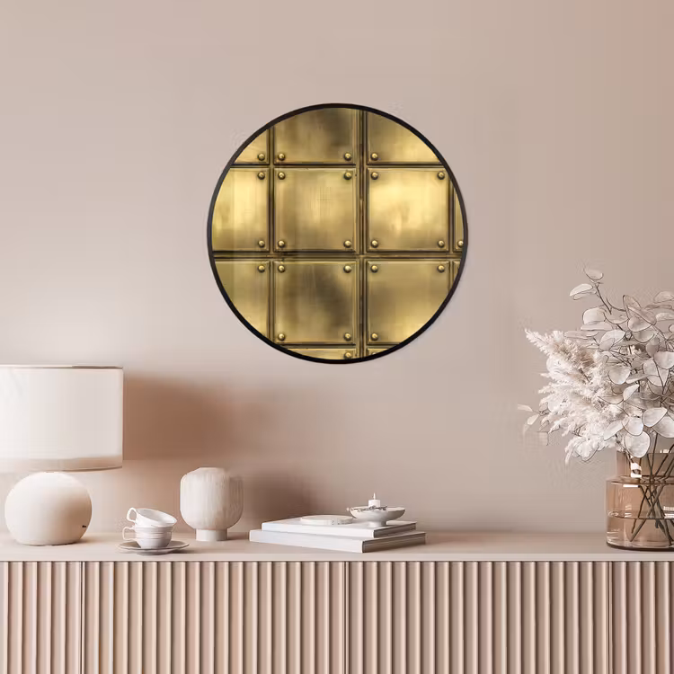Platen - Industrieel - Stoer - Goud Fotolijst rond zonder passe partout klein 856 -sfeer3