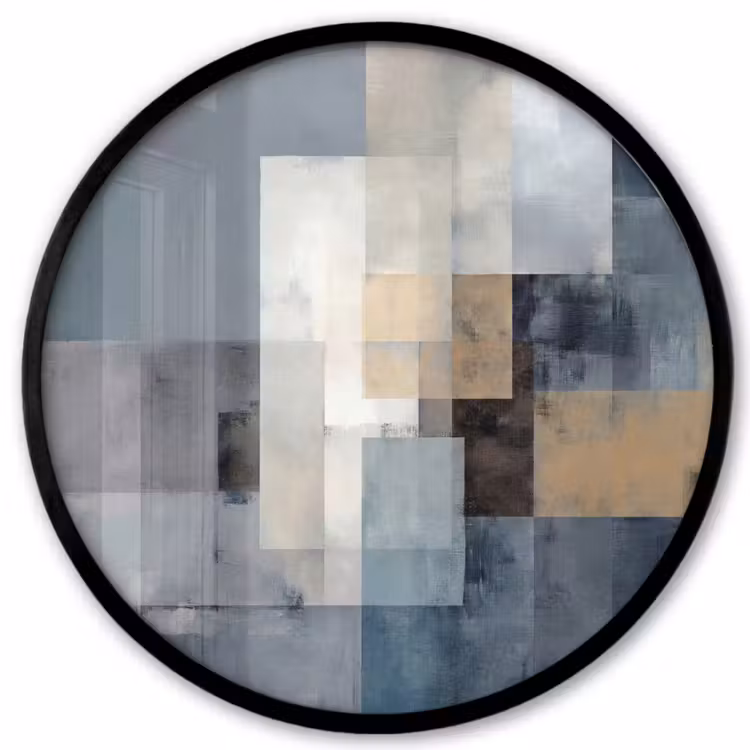 Rechthoeken - Abstract - Blauw Fotolijst rond zonder passe partout klein -3d