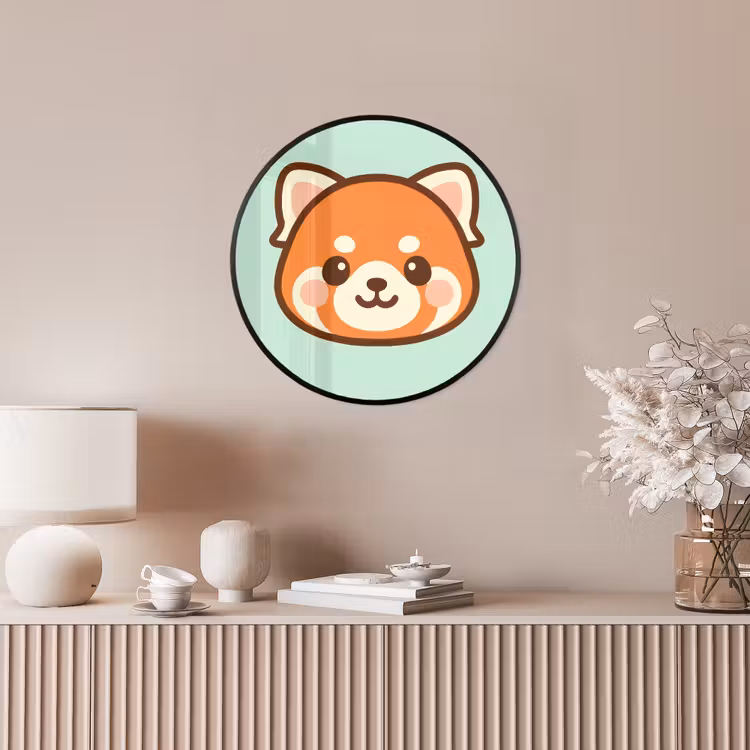 Rode panda - Groen - Cartoon Fotolijst rond zonder passe partout klein -sfeer3