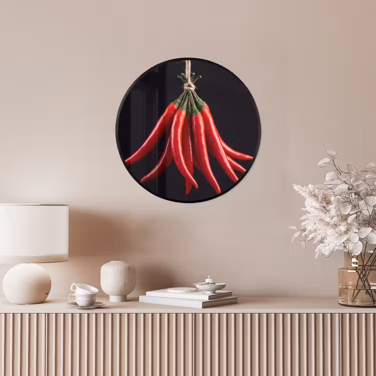 Photo Frame Round - Red Pepper - Food - Rode peper - Eten Fotolijst rond zonder passe partout klein