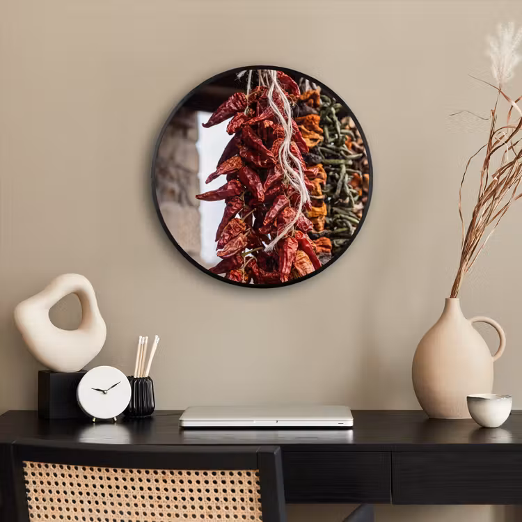 Photo Frame Round - Red Peppers - Food - Rode pepers - Eten Fotolijst rond zonder passe partout klein