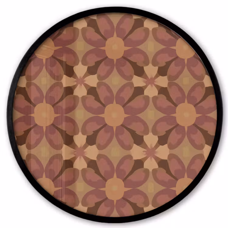 Retro - Bloemen - Bruin Fotolijst rond zonder passe partout klein 856 -3d