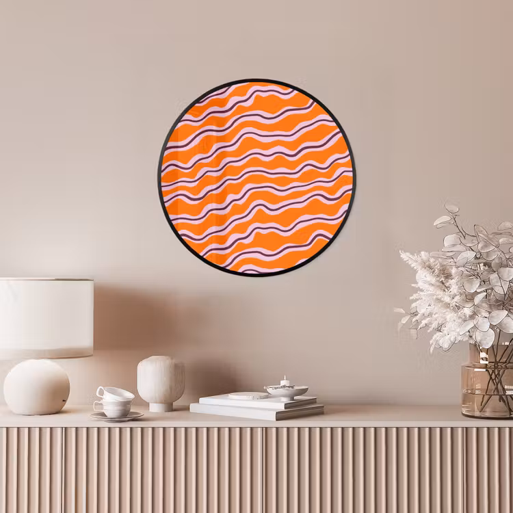 Retro - Golvend - Oranje Fotolijst rond zonder passe partout klein 856 -sfeer3