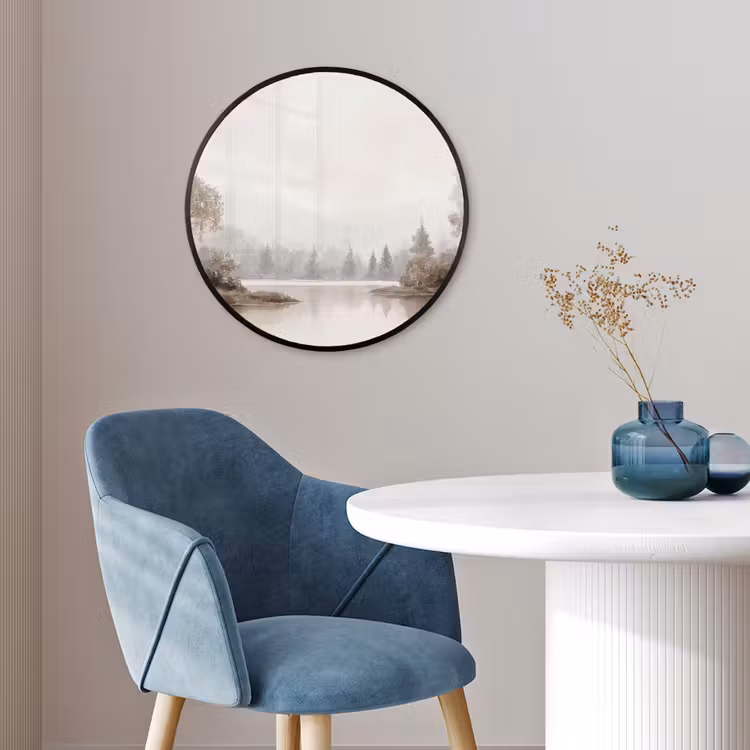 Rivierlandschap - Minimalistisch - Aardetinten Fotolijst rond zonder passe partout klein -sfeer2