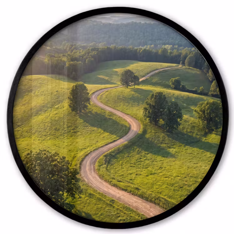 Weg - Weide - Natuur - Groen Fotolijst rond zonder passe partout klein -3d