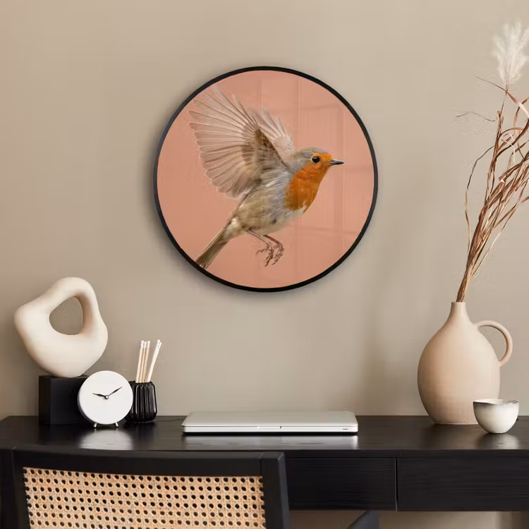 Roodborst - Natuur - Roze Fotolijst rond zonder passe partout klein -sfeer1
