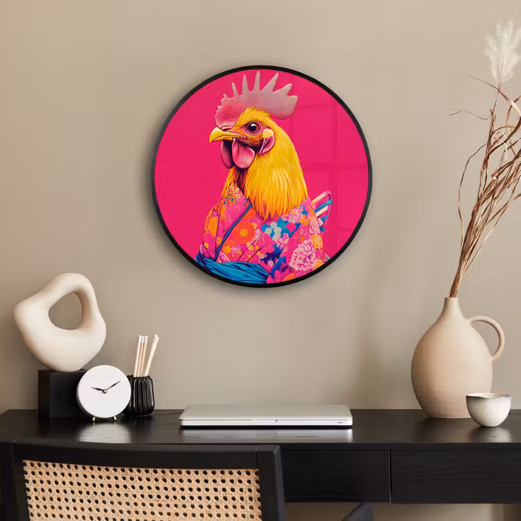 Haan - Kleurrijk - Kimono - Roze Fotolijst rond zonder passe partout klein -sfeer1