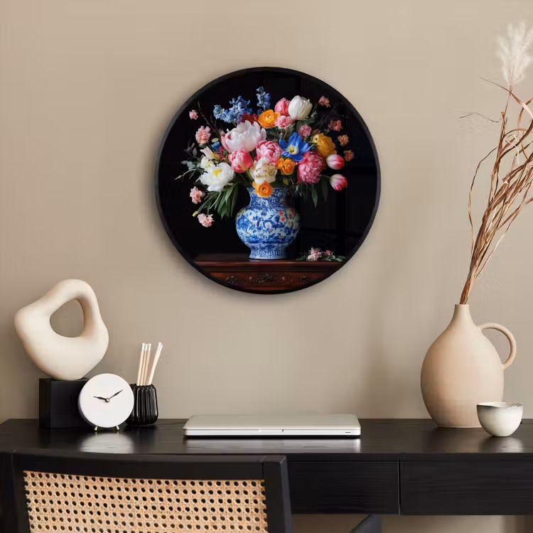 Rozen - Bloemen - Vaas - Boeket Fotolijst rond zonder passe partout klein -sfeer1