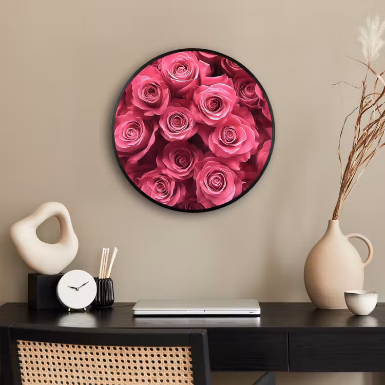 Rozen - Pink - Bloem Fotolijst rond zonder passe partout klein -sfeer1