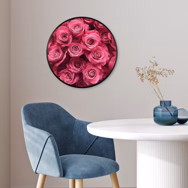 Rozen - Pink - Bloem Fotolijst rond zonder passe partout klein -sfeer2