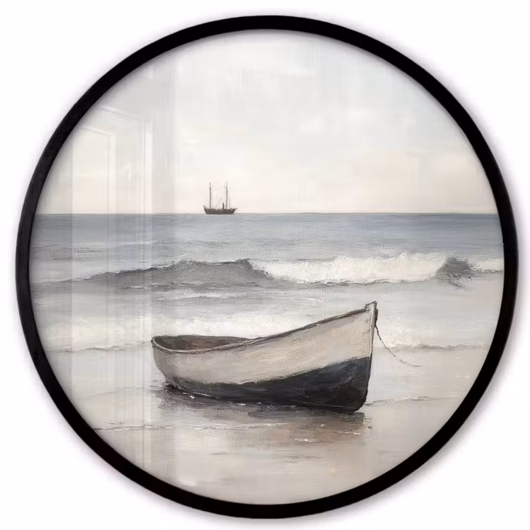 Roeiboot - Zee - Horizon Fotolijst rond zonder passe partout klein -3d
