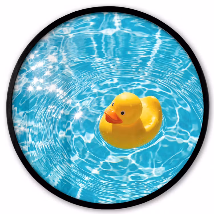Badeend - Dobberen - Blauw Fotolijst rond zonder passe partout klein -3d