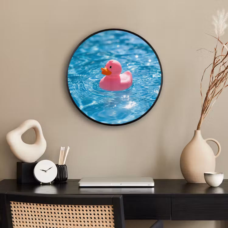 Badeend - Dobberend - Roze Fotolijst rond zonder passe partout klein -sfeer1