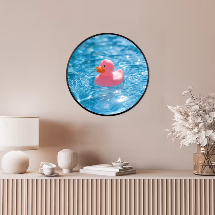 Badeend - Dobberend - Roze Fotolijst rond zonder passe partout klein -sfeer3