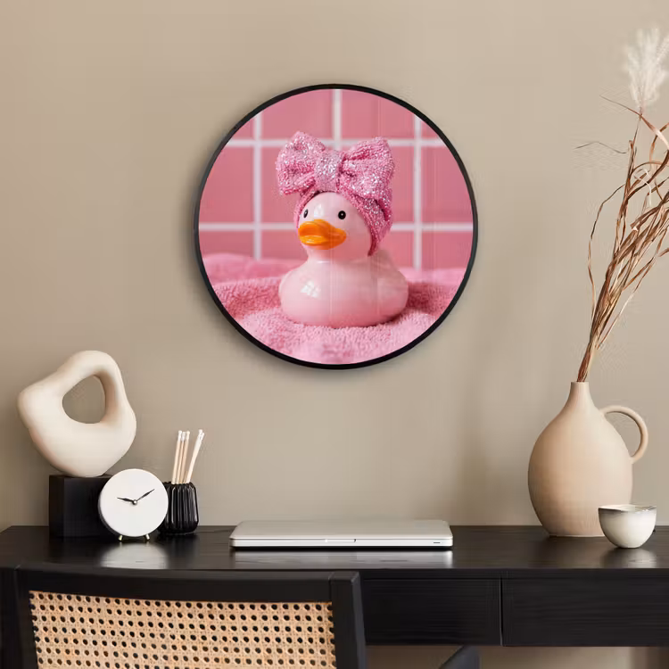 Badeend -Strik - Roze Fotolijst rond zonder passe partout klein -sfeer1