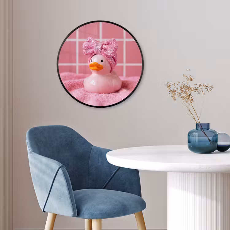 Badeend -Strik - Roze Fotolijst rond zonder passe partout klein -sfeer2