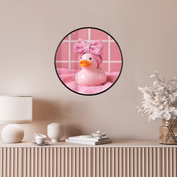 Badeend -Strik - Roze Fotolijst rond zonder passe partout klein -sfeer3