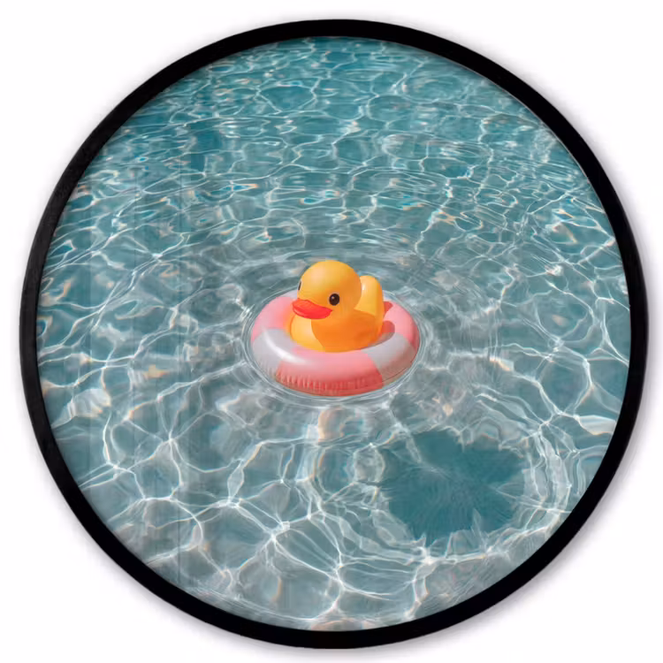 Badeend - Zwemband - Geel Fotolijst rond zonder passe partout klein -3d