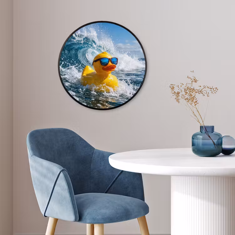 Badeend - Stoer - Golven Fotolijst rond zonder passe partout klein -sfeer2