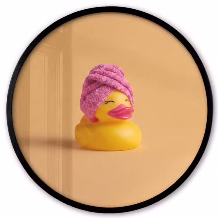 Badeend - Handdoek - Kleurrijk Fotolijst rond zonder passe partout klein -3d