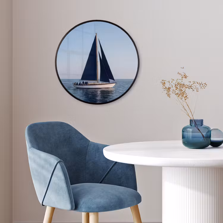 Zeilboot - Zee - Blauw Fotolijst rond zonder passe partout klein -sfeer2
