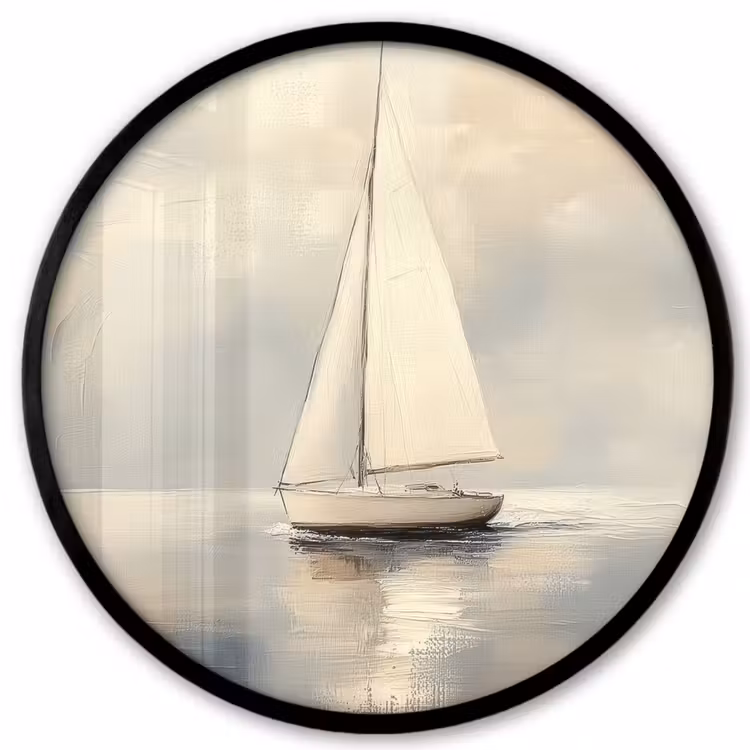Zeilschip - Zee - Bewolkt Fotolijst rond zonder passe partout klein -3d