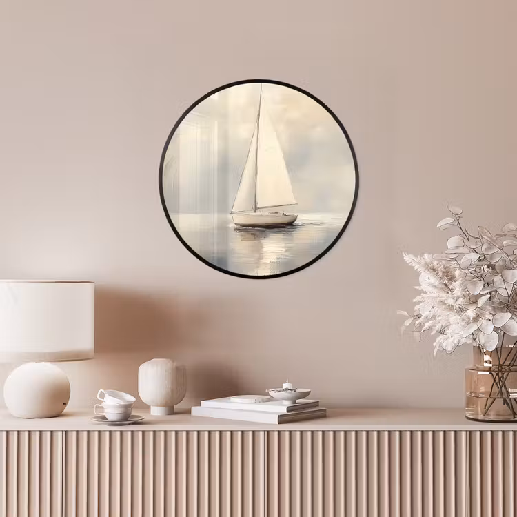 Zeilschip - Zee - Bewolkt Fotolijst rond zonder passe partout klein -sfeer3