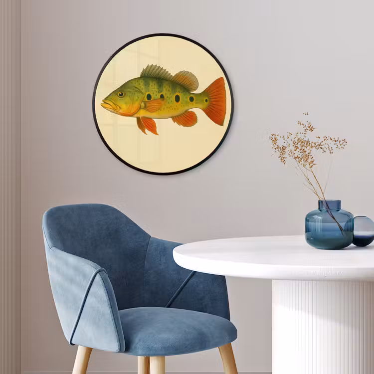 Schubben - Vis - Groen - Illustratie Fotolijst rond zonder passe partout klein -sfeer2