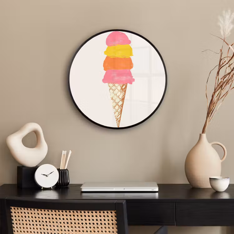 Schepijs - Hoorntje - Illustratie - Minimalistisch Fotolijst rond zonder passe partout klein -sfeer1