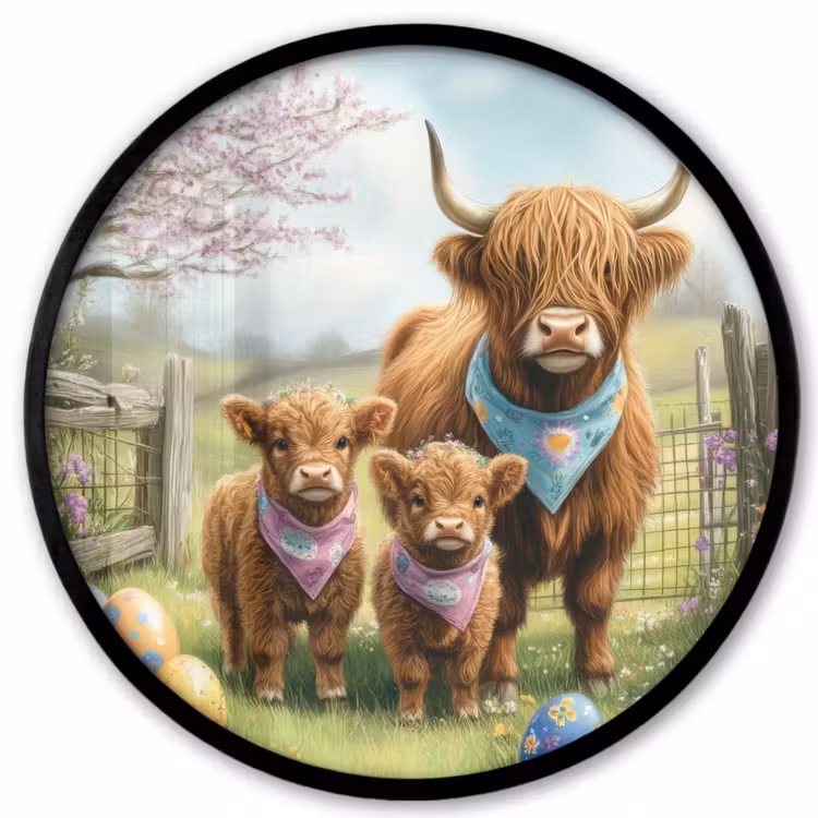 Schotsehooglanders - Paaseieren - Lente Fotolijst rond zonder passe partout klein -3d