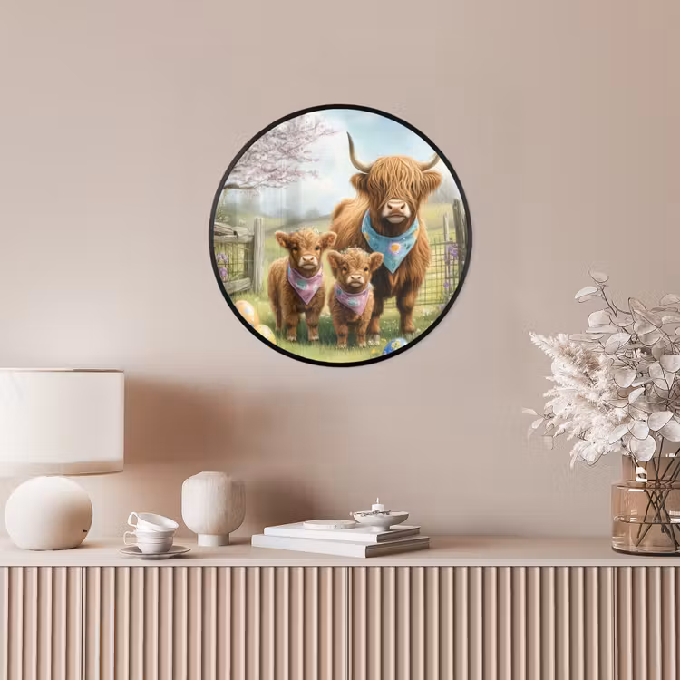 Schotsehooglanders - Paaseieren - Lente Fotolijst rond zonder passe partout klein -sfeer3