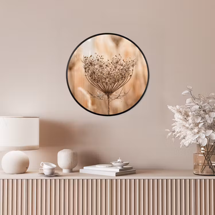 Schermbloem - Droogbloem - Winter - Beige - Minimalistisch Fotolijst rond zonder passe partout klein -sfeer3