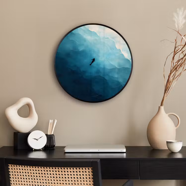 Zee - Silhouet - Abstract - Blauw Fotolijst rond zonder passe partout klein -sfeer1