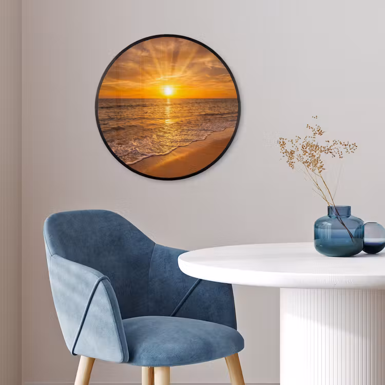 Zee - Zonsondergang - Golven - Kust - Oranje Fotolijst rond zonder passe partout klein -sfeer2