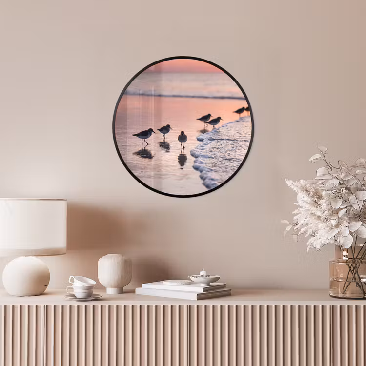Meeuwen - Strand - Zee - Roze Fotolijst rond zonder passe partout klein -sfeer3
