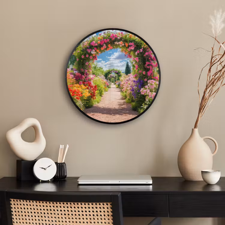 Doorkijk - Bloemen - Kleurrijk - Natuur Fotolijst rond zonder passe partout klein -sfeer1
