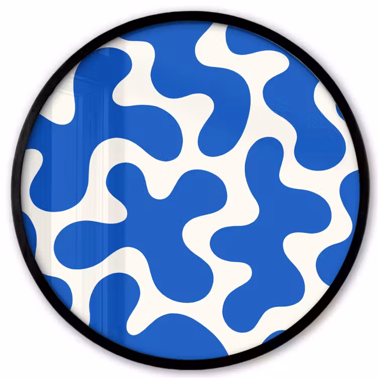 Vormen - Abstract - Blauw - Golven Fotolijst rond zonder passe partout klein -3d