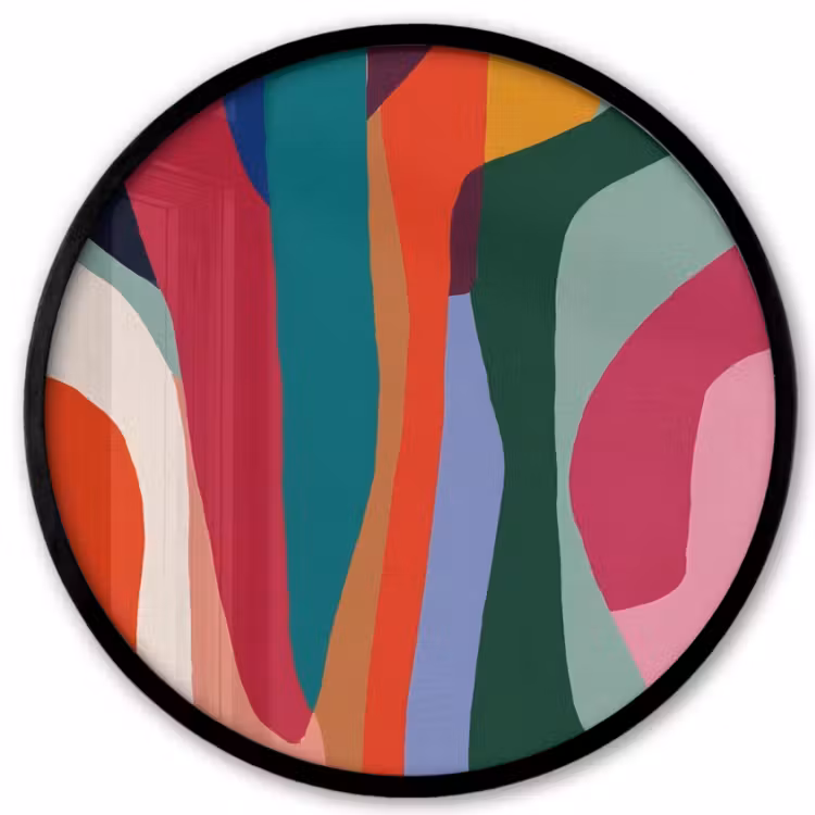 Vormen - Bochten - Kleurrijk - Abstract Fotolijst rond zonder passe partout klein -3d