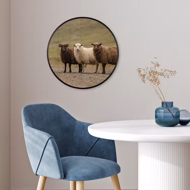 Schapen - Bruin - Wit - Grindpad Fotolijst rond zonder passe partout klein -sfeer2