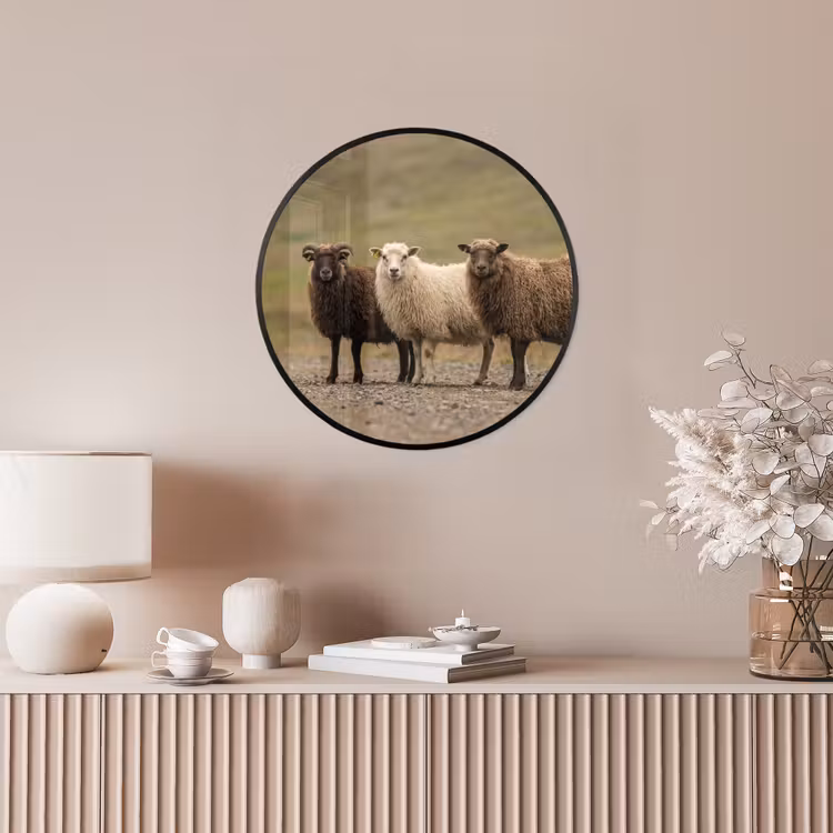 Schapen - Bruin - Wit - Grindpad Fotolijst rond zonder passe partout klein -sfeer3