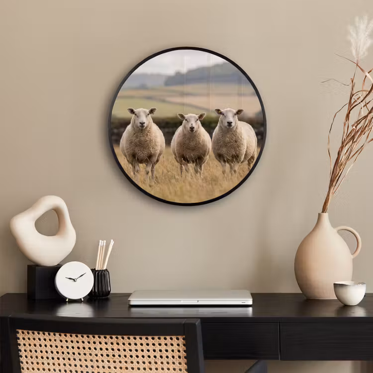 Schapen - Weidenlandschap - Heuvels Fotolijst rond zonder passe partout klein -sfeer1