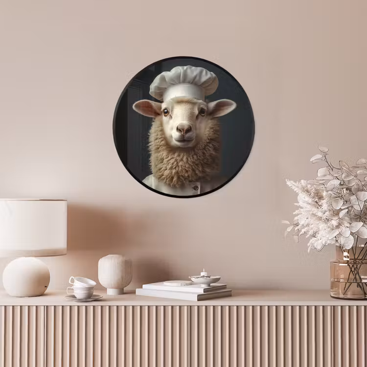 Schaap - Wol - Kok Fotolijst rond zonder passe partout klein -sfeer3