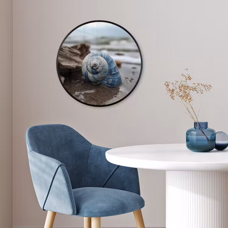 Schelp - Strand - Blauw - Zee Fotolijst rond zonder passe partout klein -sfeer2