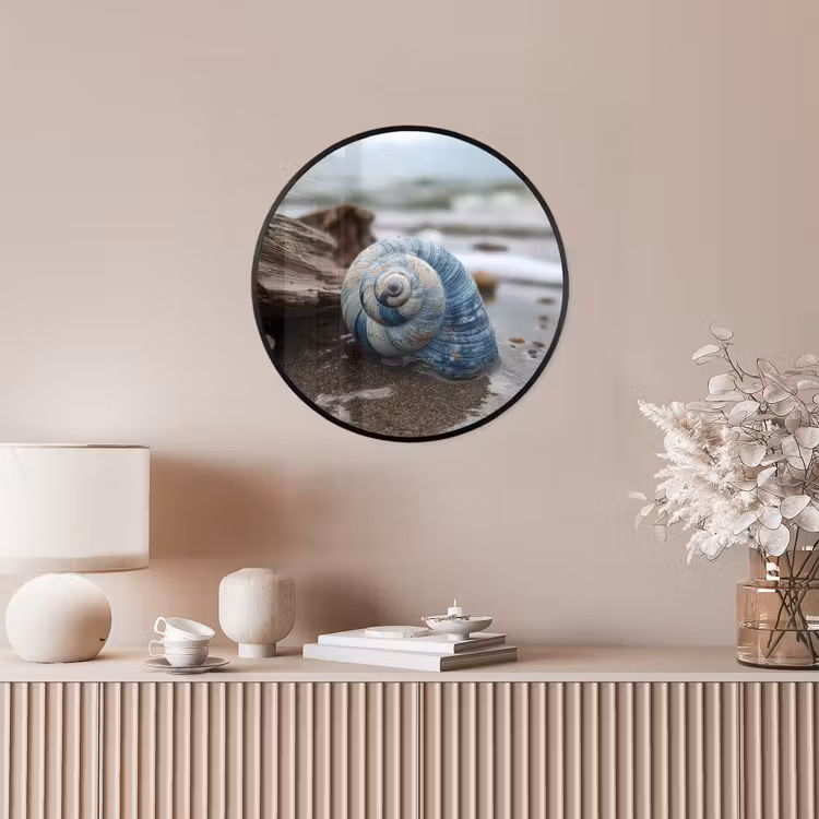 Schelp - Strand - Blauw - Zee Fotolijst rond zonder passe partout klein -sfeer3
