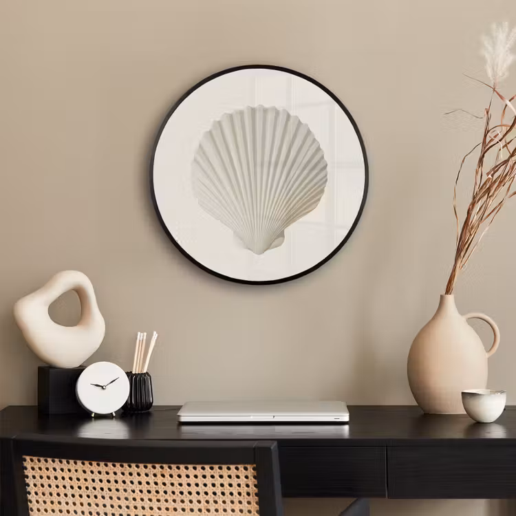 Schelp - Minimalistisch - Wit Fotolijst rond zonder passe partout klein -sfeer1