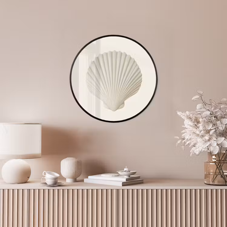 Schelp - Minimalistisch - Wit Fotolijst rond zonder passe partout klein -sfeer3
